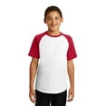 thumbnail image 1 of Sport-Tek ®  Youth Short Sleeve Colorblock Raglan Jersey. Yt201 Xl White/ Red, 1 of 2