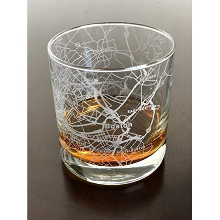 

Rocks Whiskey Old Fashioned 11oz Glass Urban City Map Boston Massachusetts
