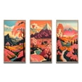 thumbnail image 2 of Designart "Japanese Mountain Serenity Elegant Pink Landscape II" Meadow Framed Wall Art Set Of 3 - Pink Traditional Frame Canvas Set For Living Room Decor, 2 of 6