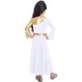 thumbnail image 3 of Yruioon Girls Metallic Gold Praise Dance Dress Liturgical Dancewear Loose Full Length Worship Costume White 12, 3 of 6