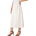 thumbnail image 5 of Npasoilc High Waist A-Line Skirt for Women Summer Solid Color Side Split Elastic Waist Casual Midi Skirt With Pockets, 5 of 6