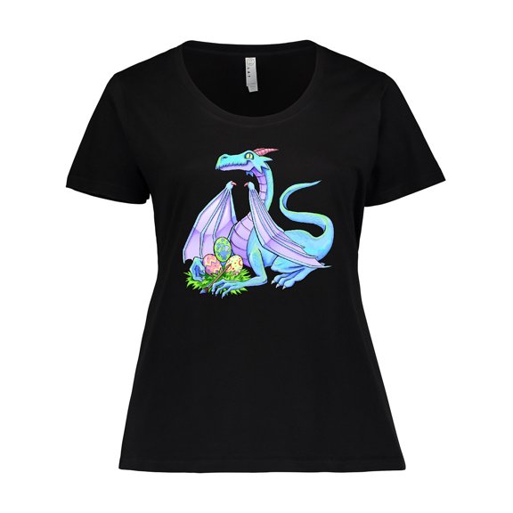 Inktastic Blue Easter Dragon with Painted Eggs Women's Plus Size T-Shirt