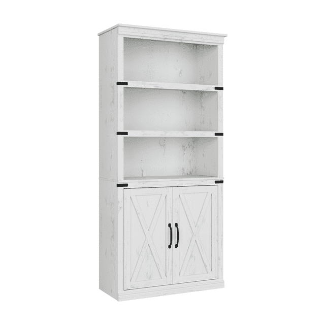 Yeshouse librería moderna de estilo rústico de 5 niveles y 175 cm de altura, estantería de madera con puertas de armario y estante ajustable, ideal para sala, oficina o dormitorio