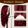 thumbnail image 4 of Morovan Long burgundy Wig for Women 26 Inch Middle Part Wavy Women Charming Hair Realistic Natural Looking Synthetic Heat Resistant Fiber Wig for Daily Party Use, 4 of 6