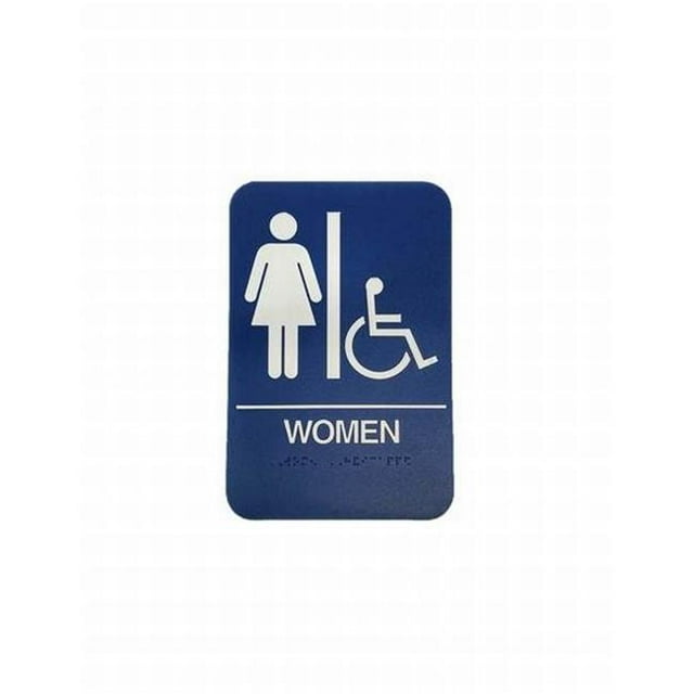 Don-Jo HS907005 Womens Handicap ADA Blue Bathroom Sign, Blue
