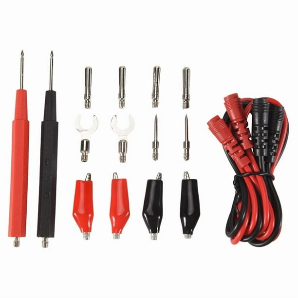Kit de Cables Prueba Sonda MultíMetro 16 Piezas Reemplace las Sondas para Pinzas Cocodrilo Digital Tipo U
