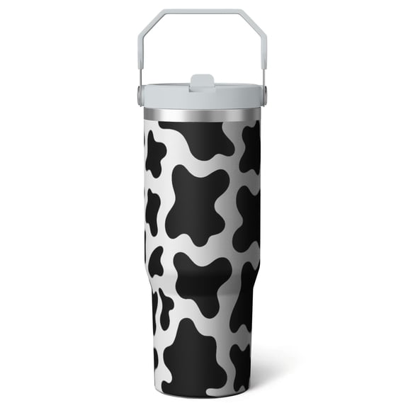 1pc Cow 30oz Tumbler with Straw & Handle - Insulated Stainless Steel Cup | Holiday Gift for Man Women (Christmas, Valentine's, Birthday)