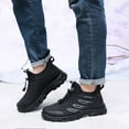 thumbnail image 4 of Snow Boots for Men Thickened Warm Comfy Furry Lined Winter Hiking Shoes Adjustable Strappy Fashion Waterproof Leather Outdoor Sneakers Black Size 11, 4 of 7