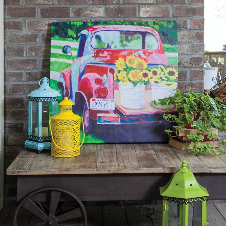 Cape Craftsmen Red Truck 30" X 30" Outdoor Canvas