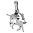 thumbnail image 1 of Small 3/4 inch Sterling Silver Prancing Unicorn Pendant for Women Diamond-Cut Oxidized finish NO Chain, 1 of 3