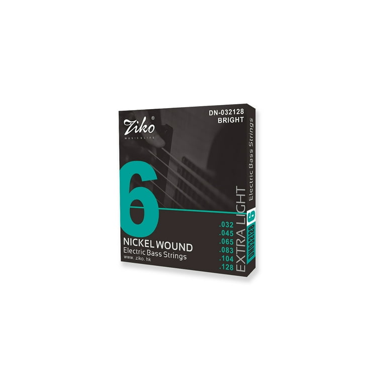Ziko Nickel Electric Bass Guitar Strings, 6-Strings Hex High