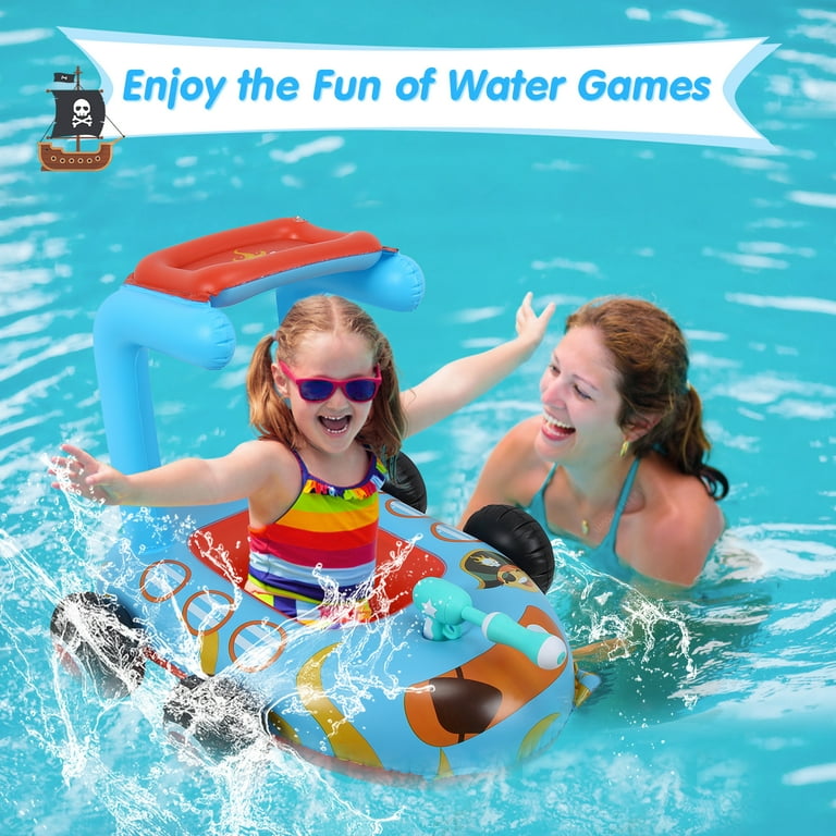 Kids Pool Float with Water Gun Canopy, Inflatable Toddler Pool - Main Image