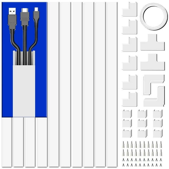 Cord Hider, DELAMU 157" Cable Cord Cover for TV on Wall, White