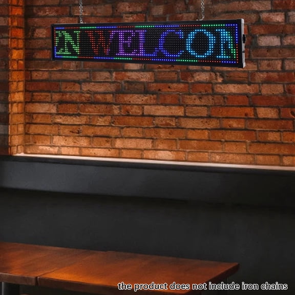 Programmable LED Message Sign 40 x 8 Inch, WiFi & USB Controlled Scrolling LED Sign, 7-Color High Brightness Digital Display for Storefront, Restaurant, Bar, Indoor & Outdoor Advertising