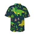 thumbnail image 3 of Balery Dinosaurs and Flowers Print Men's Hawaiian Shirts Short Sleeve Beach Shirt Relaxed Fit Vacation Button Down Shirts-3X-Large, 3 of 9
