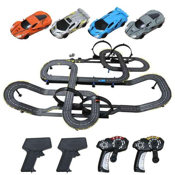 Primegos Electric Slot Car Race Track Set for Kids,Electric Remote Control Track Car High Speed Showdown,Gifts Toys for Boys Girls Ages 8-10