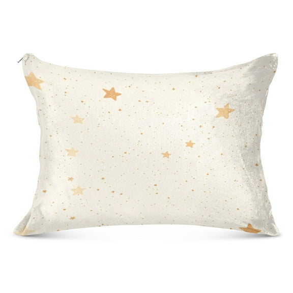 Gold Stars 20x26" Standard Plush Pillow Case, Zippered Hypoallergenic Bed Pillowcase