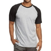DailyWear Mens Casual Short Sleeve Plain Baseball Cotton T Shirts BLK/LT.G, Large