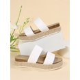 thumbnail image 4 of Women Metallic Double Band Flatform Slide Sandals, Avant-garde Party Solid Flat Sandals, 4 of 4