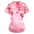thumbnail image 5 of Valentine Day Nursing Scrubs Womens Short Sleeve Cute V Neck Plus Size Uniforms Love Heart Print Quick Dry Scrub Tops with Pockets Light pink XL, 5 of 5