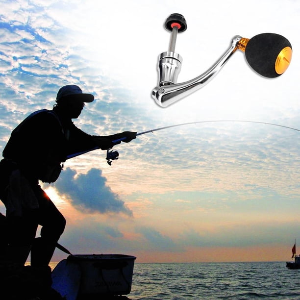 Rueda De Pesca Mango de perilla de potencia de brazo basculante de metal para carrete de pesca giratorio (L dorado) Sywqhk Para Estrenar