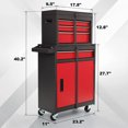 thumbnail image 3 of Ktaxon 4-Drawer 2-in-1 Rolling Tool Chest & Storage Cabinet, Mechanic Organizer, 23.2" L x 11" W x 40.2" H, Black & Red, 3 of 11