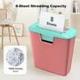 thumbnail image 2 of Bonsaii 8-Sheet Strip Cut Paper Shredder with 3.4 Gallons Wastebasket,Pink & Green, 2 of 7