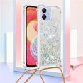 thumbnail image 2 of Long Crossbody Lanyard Clear Case for Samsung Galaxy A04E with Adjustable Neck Strap, Glitter Sparkly Bling Quicksand Phone Cover Cases for Samsung Galaxy A03 / A04E / M04 /F04 QKG Silver, 2 of 7