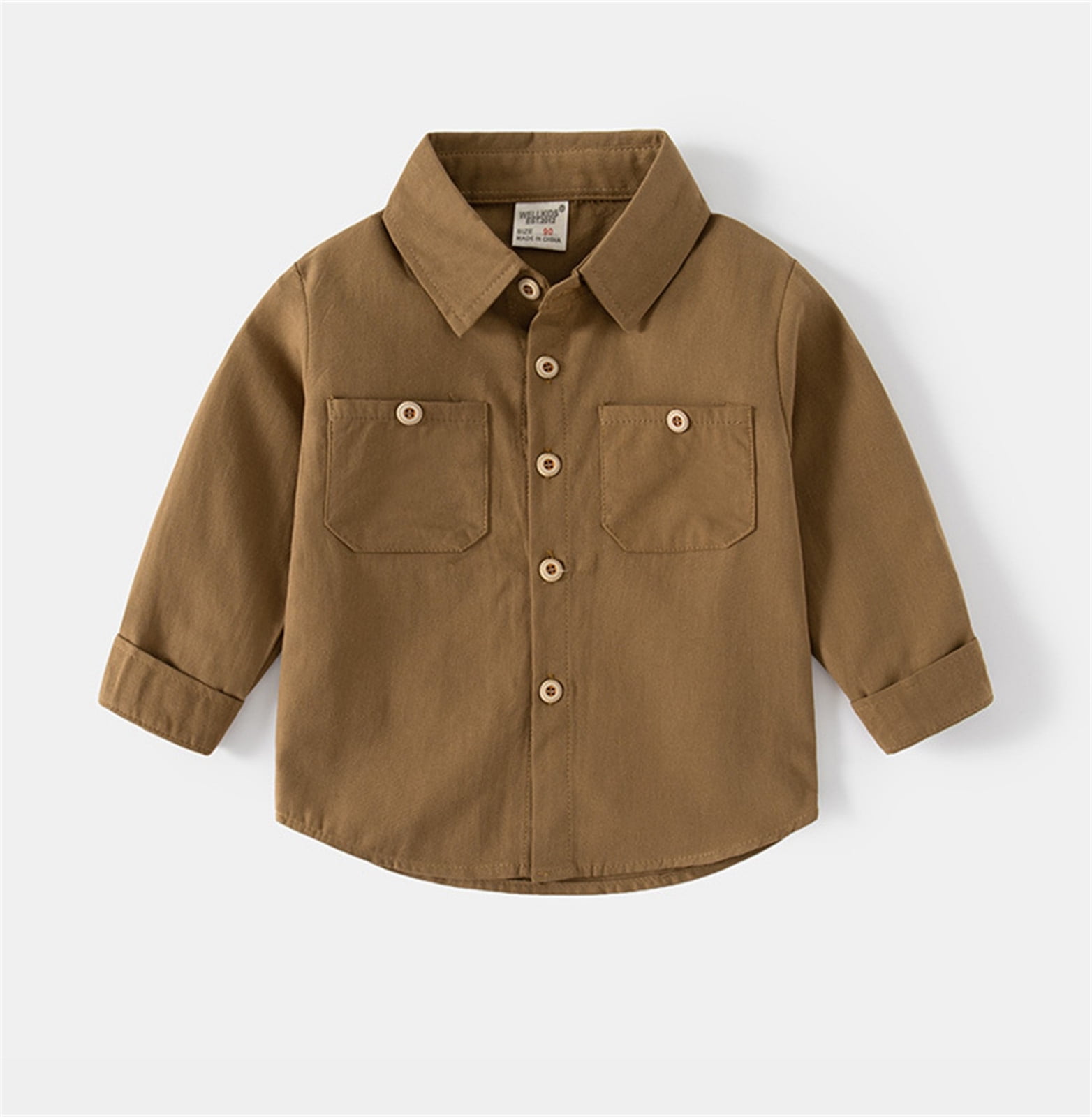 Dress Shirts for Boy Kids Boys Brown Dress Shirt Button Up Shirt Uniform Shirts 3-4 Years