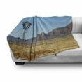 thumbnail image 3 of Windmill Soft Flannel Fleece Throw Blanket, Flinders Ranges South Australia Mountains Barren Land Summer, Cozy Plush for Indoor and Outdoor Use, 50" x 60", Earth Yellow Pale Blue, by Ambesonne, 3 of 6