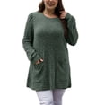 thumbnail image 3 of Long Sleeve Shirts for Women Long Sweaters with Pockets Tunic Tops Loose Fit Dark Green L, 3 of 8