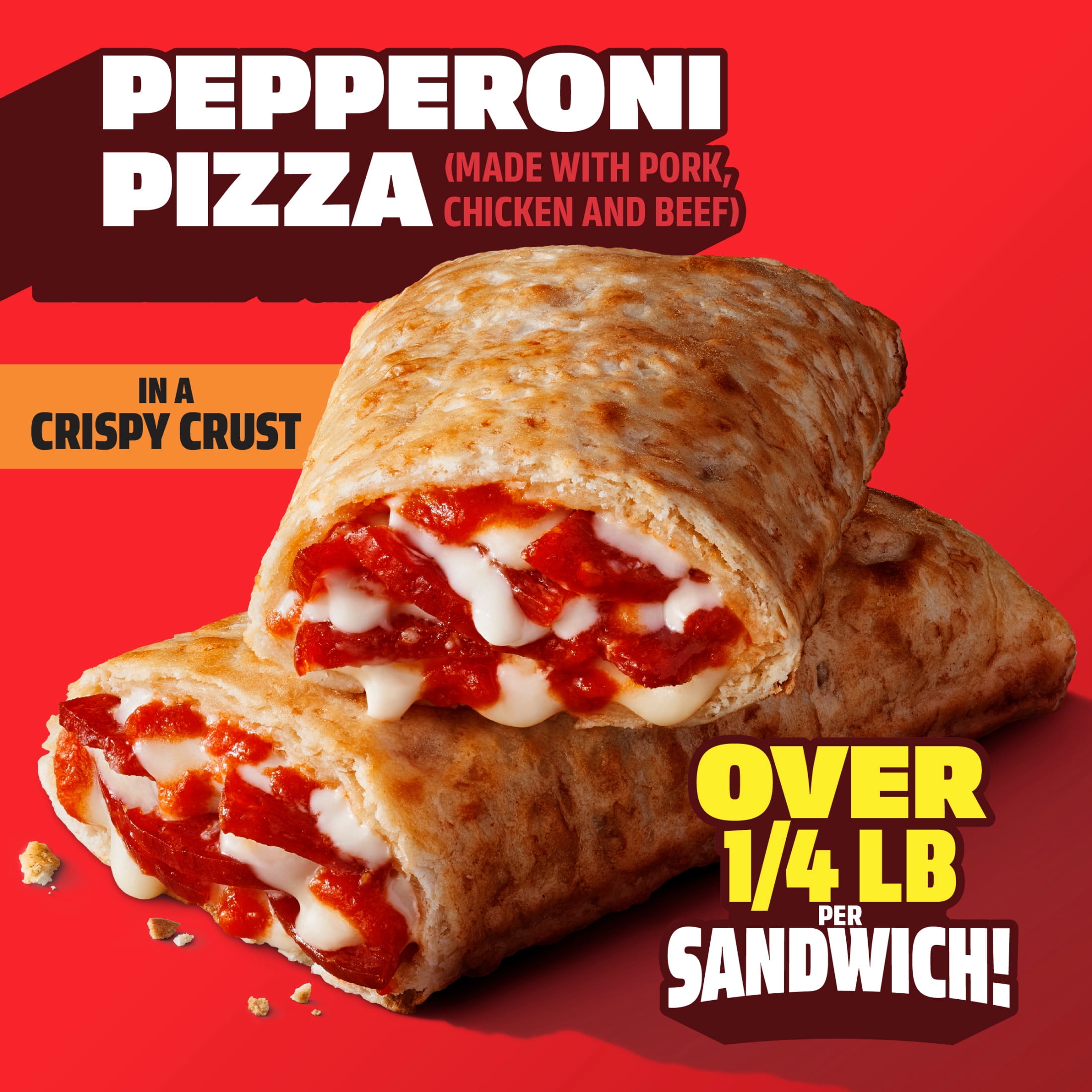 Hot Pockets Frozen Snacks Pepperoni Pizza, Crispy Crust Sandwiches, 18 oz, 4 pack (Frozen)