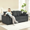 thumbnail image 2 of HOMCOM Corduroy Couch with 8 Removable Pillows, 3 Seater Sofa, Dark Grey, 2 of 10