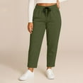thumbnail image 5 of Womens Plus Size Fashion Solid Color Corduroy Pants Elastic Waist Wide-Leg Side Pockets Comfy Soft Fabric Casual Sports Daily Office Weekend Fall Winter Ladies Outfit Army Green 5XL, 5 of 8