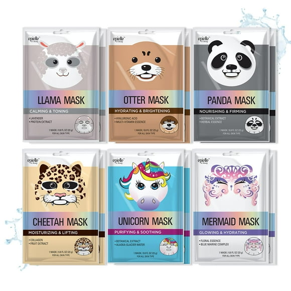 Mascarillas Epielle Animal Spa, paquete de 12 para todo tipo de piel