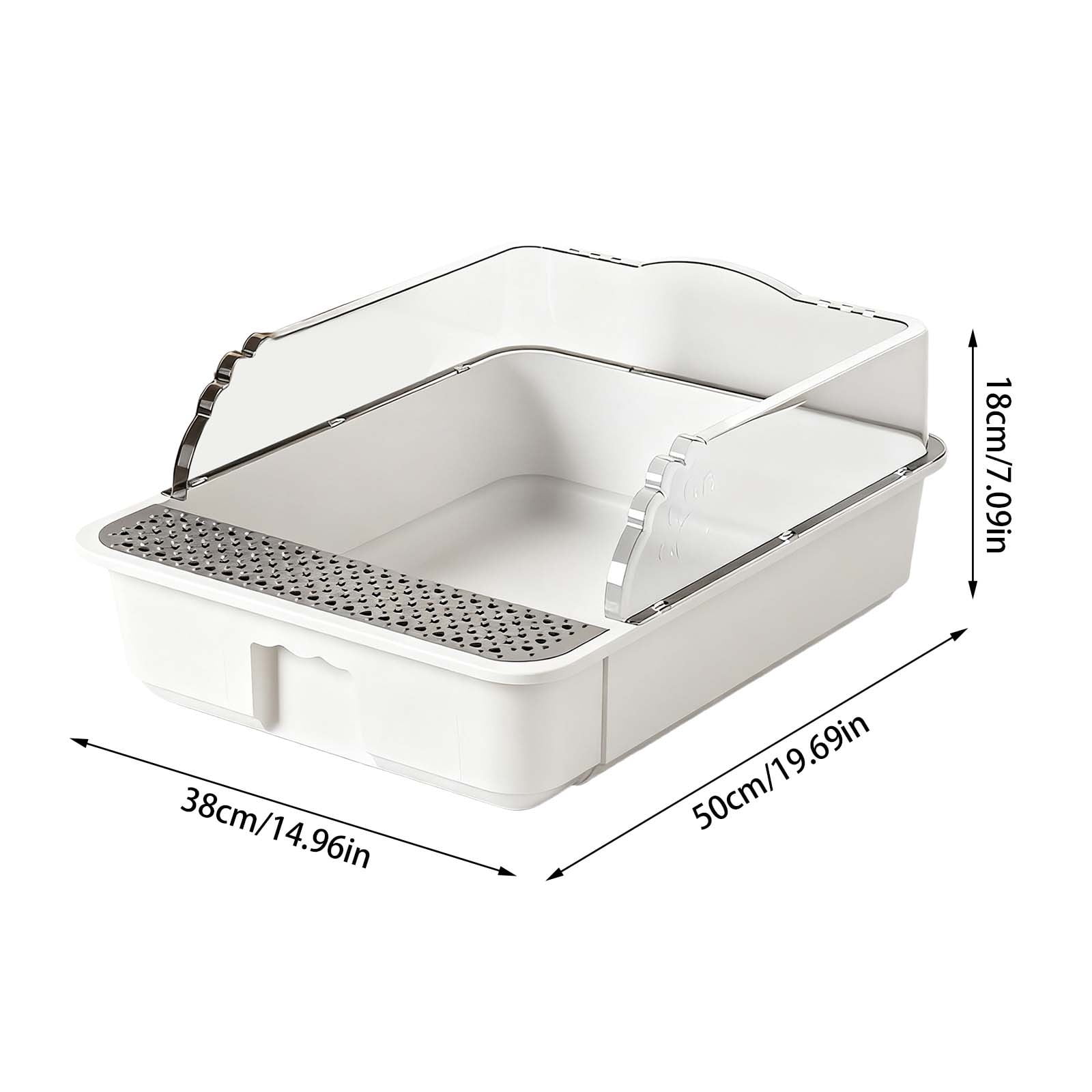 High-Sided Open Cat Litter Pan with Removable Mat for Easy Cleaning Semi-Enclosed Design Reduces Splashing and Scatter