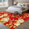 thumbnail image 4 of 6'x9' Area Rugs, Yellow Red Flowers Indoor Outdoor Area Rug for Living Room Bedroom, Luxury Spring Floral Birds Washable Bathroom Rugs Kitchen Floor Carpet Mats Home Decor Aesthetic, 4 of 8