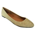 thumbnail image 2 of Shoes8teen Womens Ballerina Ballet Flat Shoes 8600 Gold Glitter 9, 2 of 3