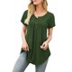 thumbnail image 1 of AMCLOS Camisetas florales con cuello en V para mujer, blusas con botones, túnica casual, fluida, verano, suave, manga corta (M verde militar), 1 of 4