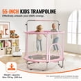 thumbnail image 2 of KFFKFF Trampoline pour Enfants de 55 Pouces, 4,6 Pi pour Usage Intérieur et Extérieur, Petit Trampoline pour Tout-Petits avec Filet de Protection et Panier de Basketball, Rose, 2 of 9