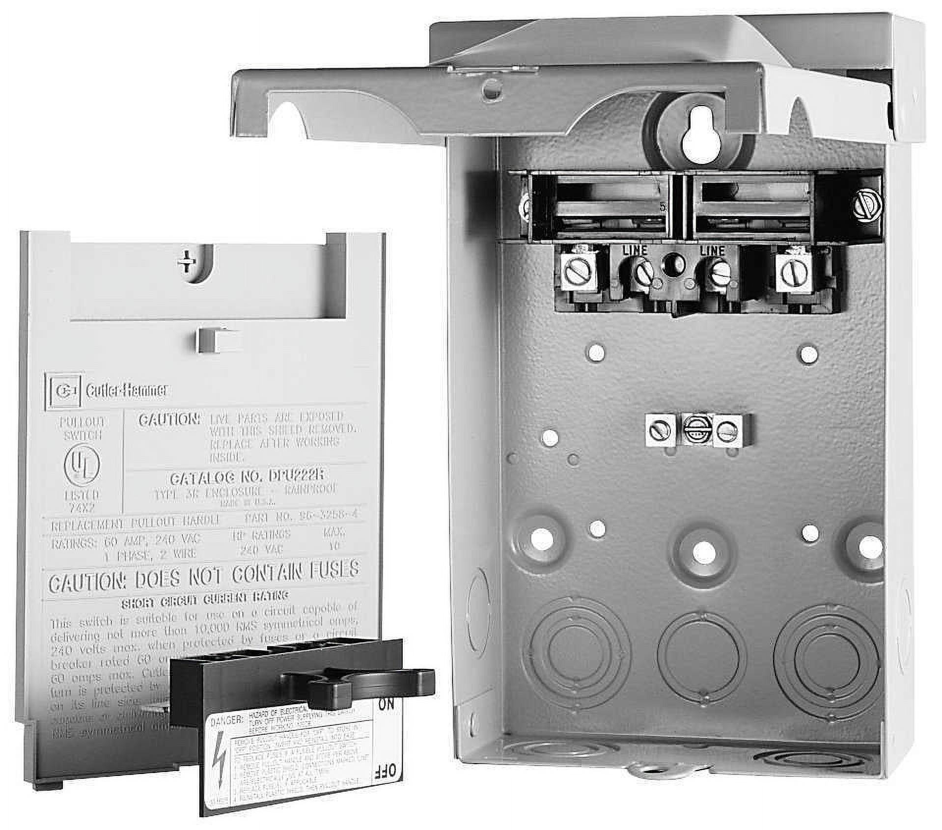 Eaton DPF222R 60 Amp 2 Fuse AC Disconnect RainTight Gray