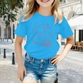 thumbnail image 2 of Toddler Baby Shirt Girl Cute Graphic Short Sleeve T Shirts Crew Neck Comfy Tunic Blouse Children's Shirts Sky Blue,7-8Y, 2 of 4