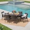 thumbnail image 2 of GDF Studio Brice Outdoor Wicker 7 Piece Dining Set with Folding Table, Multibrown, 2 of 13