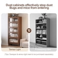 thumbnail image 3 of Solid Wood 5-Shelf Bookcase with Flip-Up Doors, Tall Bookshelf Storage Organizer with Tempered Glass, Barrister Bookcases, Display Shelf for Home & Office, Living Room, Bedroom, Walnut, 3 of 8