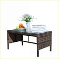 thumbnail image 3 of Outdoor Patio Coffee Table | Mesa de Centro | Modern Tan Brown Wicker, Clear Tempered Glass, Backyard | Rattan | Table Shape:Rectangle, 3 of 17