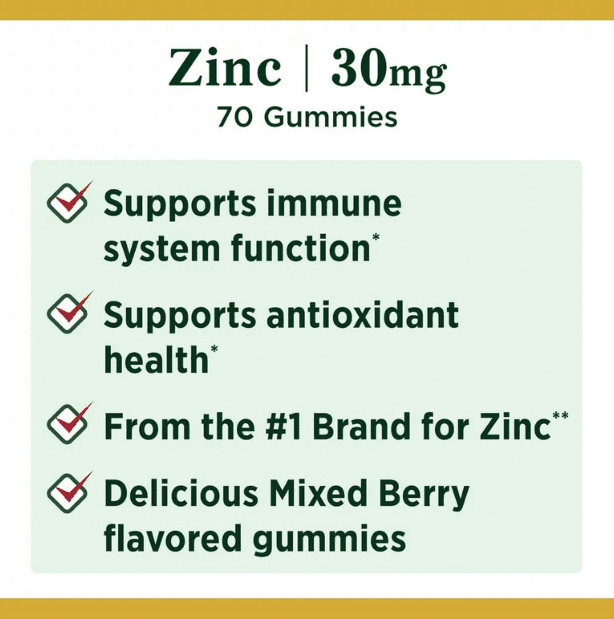 Nature's Bounty Zinc Immune Support Gummies Mixed Berry Flavor Supports Immune Health 70 Gummies *EN