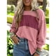 thumbnail image 4 of Blusas de Larga para Mujer, de Gran Tamaño, Modernas, con Cuello Redondo, Informales, con Bloques de Color. Rosa S, 4 of 7