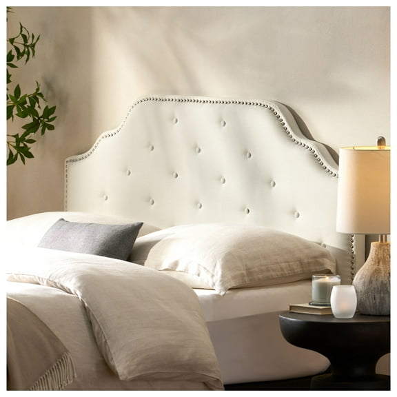 Tufted Upholstered Headboard Queen Size, Solid Wood Head Board with Durable Metal Legs