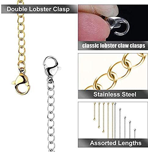 10Pcs Stainless Steel Necklace Chain Necklace Extenders Gold Silver for Jewelry Making Necklace Extenders