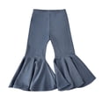 thumbnail image 3 of EnJoCho Toddler Girls Baggy Bell-Bottom Pants Loose Wide Leg Elastic High Waist Ruffled Flared Trousers Little Girls Soft Knit Flared Pants Elastic High Waist Bell Bottom Pants, 3 of 7
